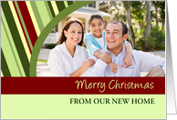 Merry Christmas New Home Photo Card - Modern Stripes card