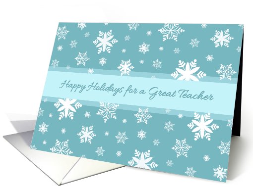 Happy Holidays Christmas Teacher Card - Teal White Snow card (965361)
