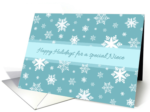 Happy Holidays Christmas Niece Card - Teal White Snow card (965365)