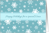 Happy Holidays Christmas Niece Card - Teal White Snow card