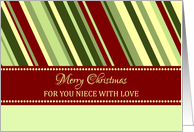 Merry Christmas for niece Card - Festive Stripes card