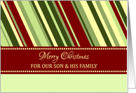 Merry Christmas for Son & Family Card - Festive Stripes card