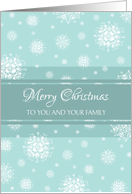 Merry Christmas for Secretary Card - Teal White Snowflakes card