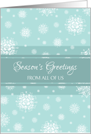 Season’s Greetings Business from All of Us Card - Teal White Snow card