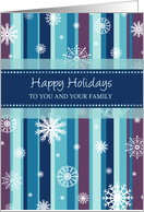 Happy Holidays Customer Christmas Card - Stripes and Snowflakes card