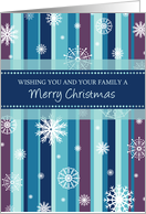 Merry Christmas Business Card - Stripes and Snowflakes card