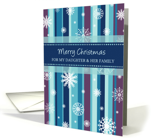 Merry Christmas Daughter & Family Card - Stripes and Snowflakes card