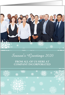 Season’s Greetings Business Photo Card - Teal Snowflakes card