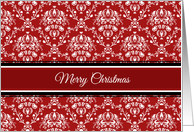 Merry Christmas Secretary Card - Red White Damask card