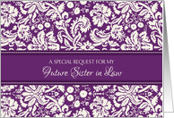 Future Sister in Law Matron of Honor Invitation - Purple Damask card