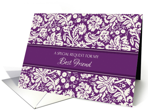 Best Friend Matron of Honor Invitation - Purple Damask card (997533)