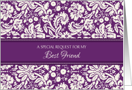 Best Friend Bridesmaid Invitation - Purple Damask card