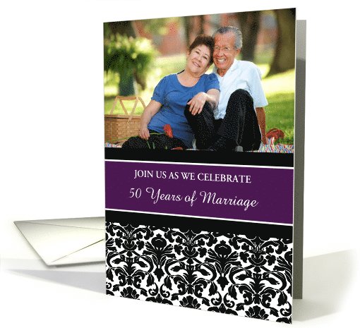 50th Anniversary Party Invitation Photo Card - Purple... (997807)