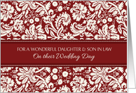 Wedding Congratulations Daughter & Son in Law - Red Damask card