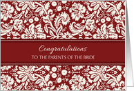 Wedding Congratulations Parents of the Bride - Red Damask card