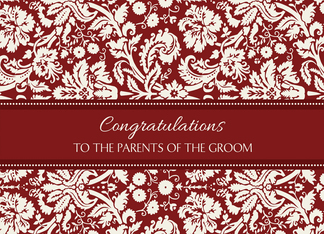Wedding Congratulations Parents of the Groom - Red Damask