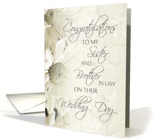 Wedding Congratulations Sister & Brother in Law - White Floral card