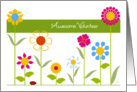 Thank You Awesome Volunteer, Perky Stick Flowers in a Row card