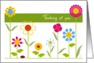 Thinking of You with Sunshine and Joy, Perky Stick Flowers in a Row card