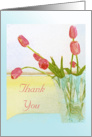 My Smiling Heart Thanks You, Cheery Rosy Tulips in Vase card
