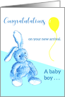 Blue Bunny Welcoming the Baby Boy card