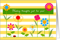 Healing Thoughts and Sunshine, Happy Stick Flowers in a Row card