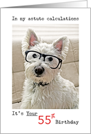 Westie’s Calculations, Happy 55th Birthday card