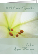 Comforting Memories of Fiance, Deepest Sympathy, White Lilly card
