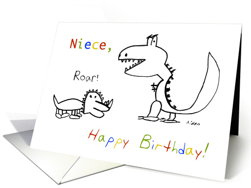 Happy Birthday! Whos The Greatest Niece, Kid Art, Dinosaurs card