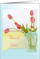 My Smiling Heart Thanks You, Cheery Rosy Tulips in Vase card