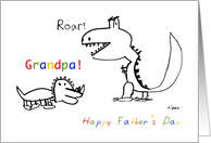 Happy Father’s Day, Grandpa, Child drawing Dino creatures, Roar card