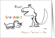 Happy Father’s Day, Granddad, Child drawing Dino creatures, Roar card