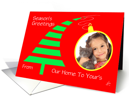 Bending Tree With Hanging Ornament Photo Card, Season's Greetings card