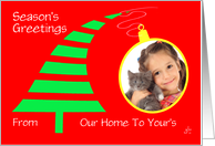 Bending Tree With Hanging Ornament Photo Card, Season’s Greetings card