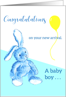 Blue Bunny Welcoming the Baby Boy card