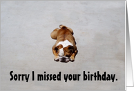 Bulldog Belated Birthday Wishes card