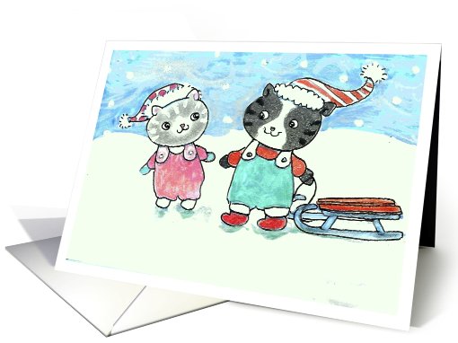 Tweedle Kittens n Snow Christmas Time card (731686)