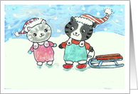 Tweedle Kittens n Snow Christmas Time card