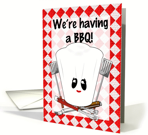Chef Hat with BBQ Tools on Red Checkered Picnic... (1100442)