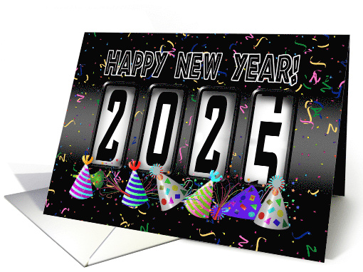 2025 New Years Odometer - Party Hats (Blank Inside) card (1745112)