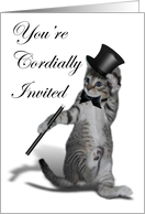 Tap Dancing Cat with Top Hat Invitation card