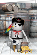 Talk Like a Pirate Day, Treasure Chest, Robot Pirate, Eye Patch & Parrot card