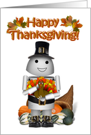 Happy Thanksgiving from Pilgrim Robot With Turkey card