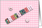 Patchwork Grandmum Text on Pink Checkered Fabric card