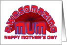 Red and Blue Awesome / Amazing Mum Mother’s Day card