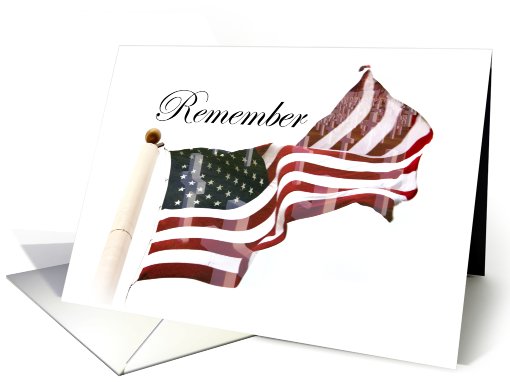 American Flag with Cemetery Crosses card (795090)