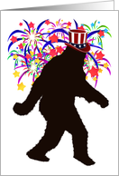Fireworks Sasquatch with Red White & Blue Hat card
