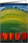 Tulips on a round hill card