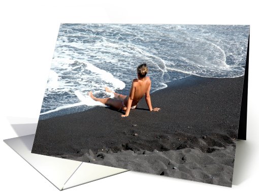 Girl in water on a beach card (475291)