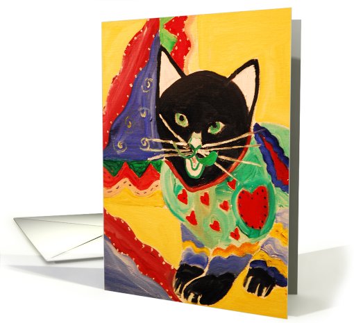 Folk Art Cat card (561439)